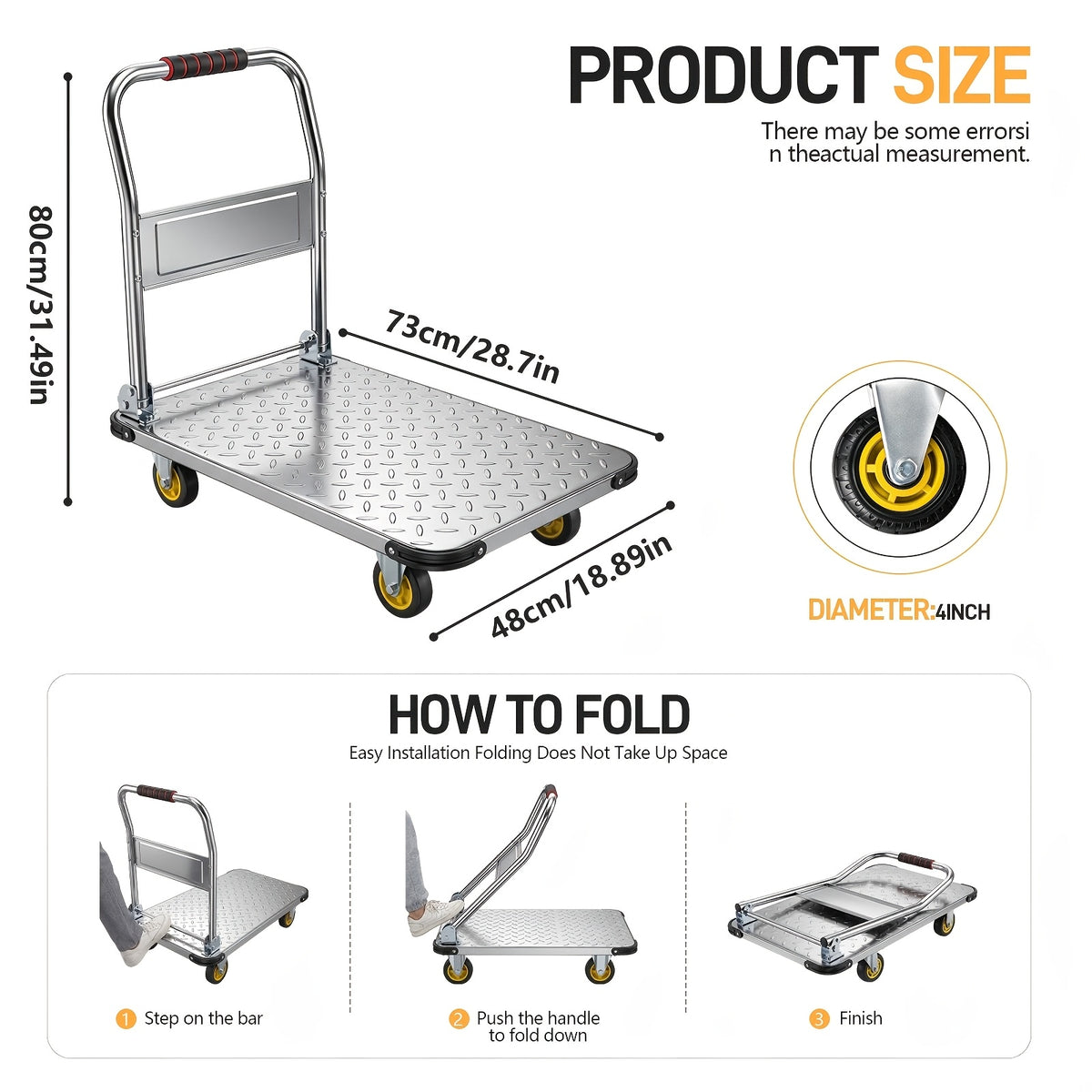heavy duty folding hand truck 660 800 lbs capacity frame 360