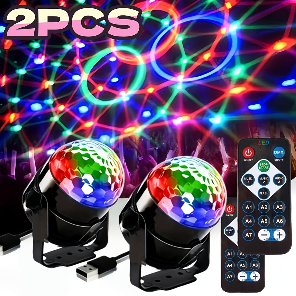 2pcs qwsxde remote   projection light rgb disco
