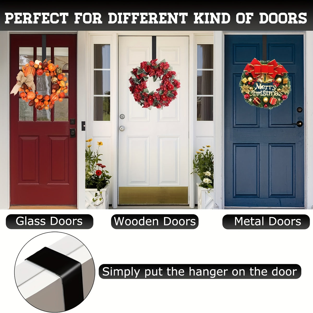 1pc   metal door wreath hook punch free heavy duty
