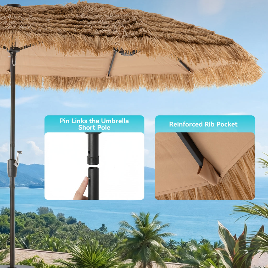 13ft triple head   thatch patio umbrella