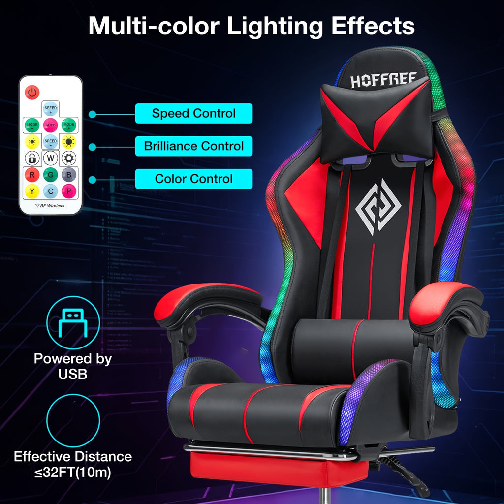 rgb gaming chair led lights massage ergonomic computer chair