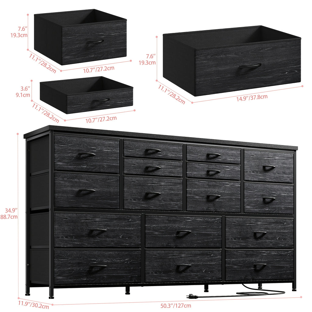 fabric drawer storage cabinet 16 drawers long black wood