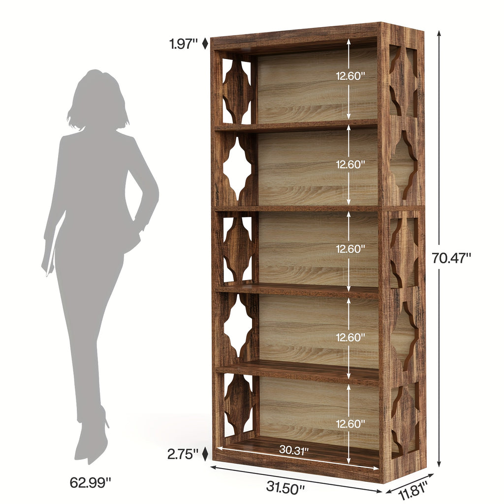 5 tier tall bookshelf bookcase large wooden shelf 11 81 d x