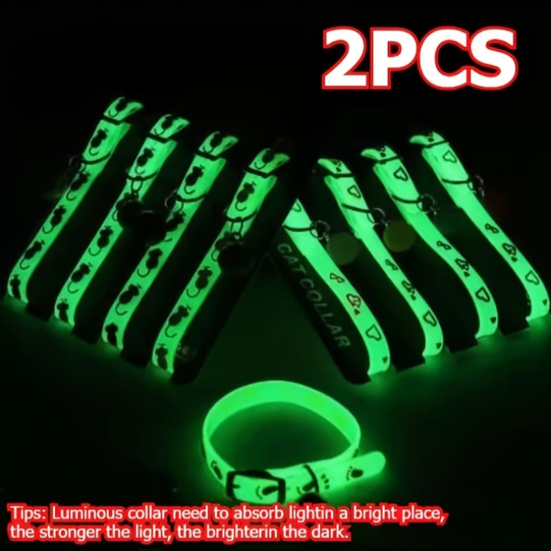 2pcs 1pc random color   collar bell luminous night