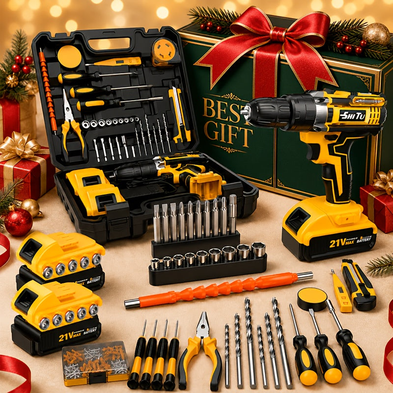 2026 21v cordless drill kit tool box fast charging