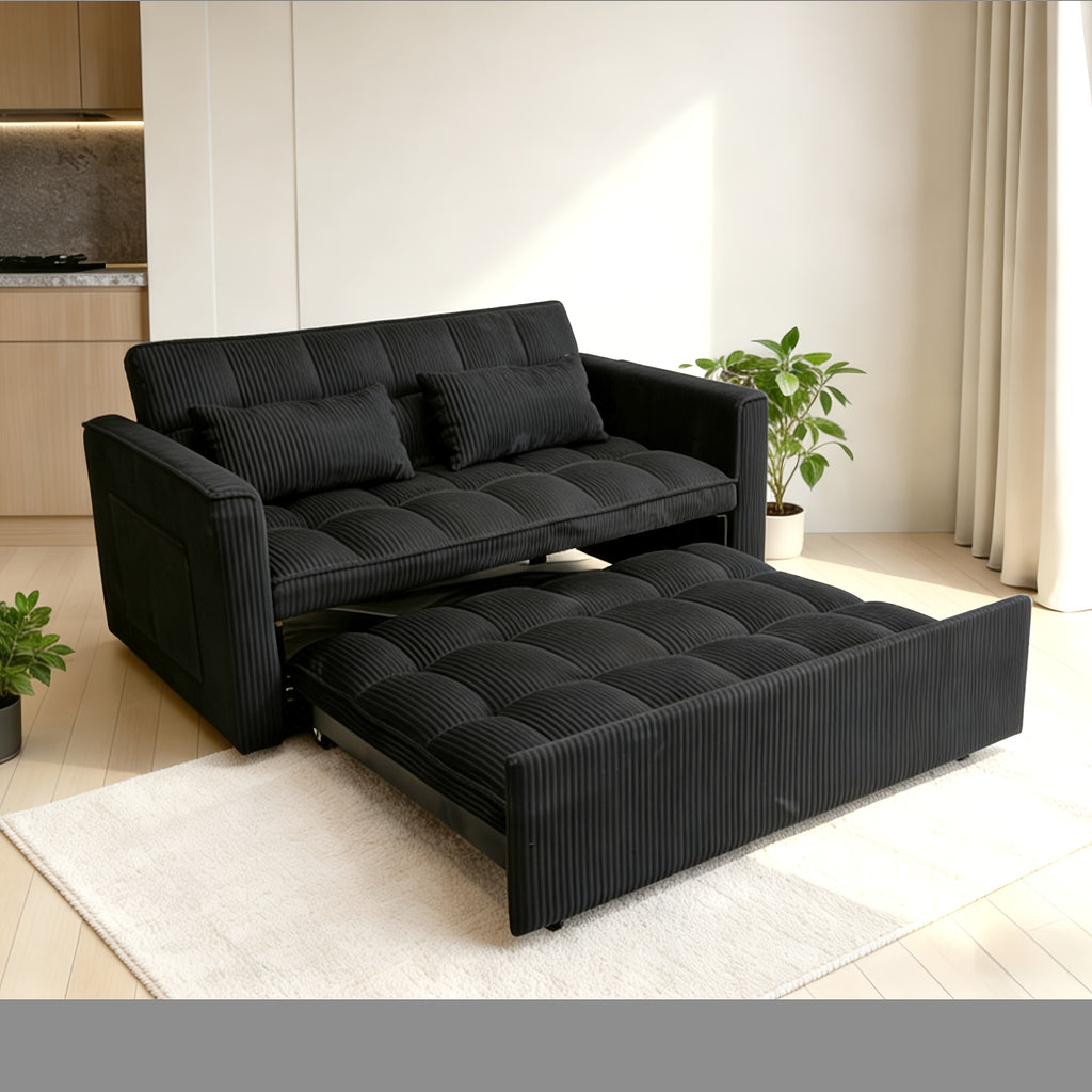 3 in 1 convertible sofa bed 54 inch striped velvet pull sofa