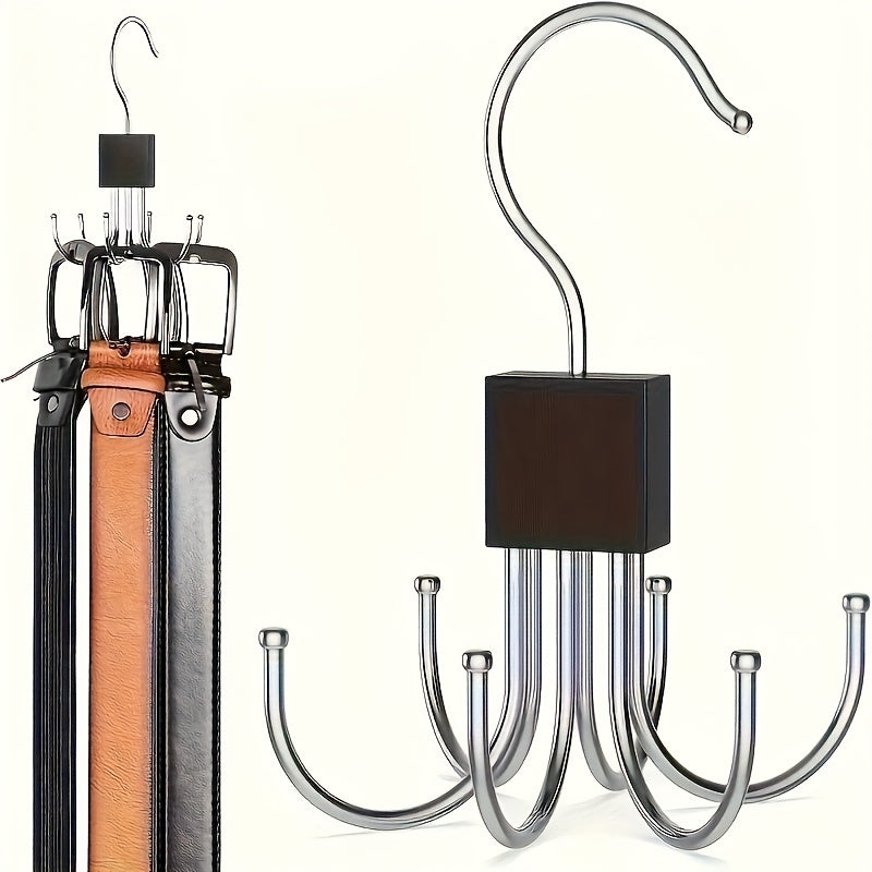 multi functional large capacity belt hanger rotating wooden