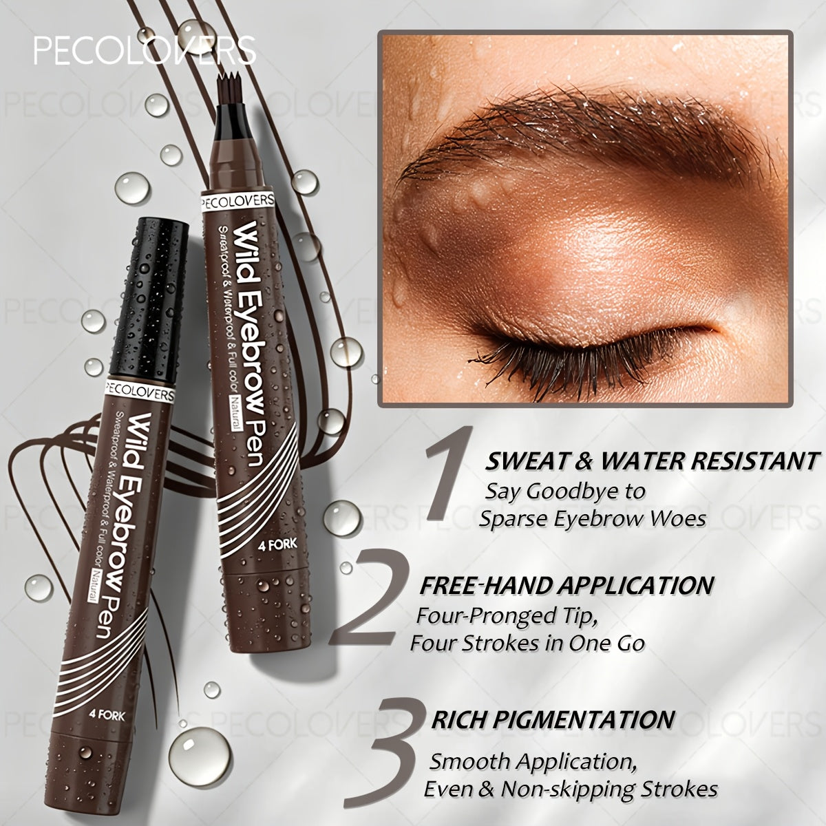 1pc waterproof eyebrow pen 6 colors featuring a 4 fork tip