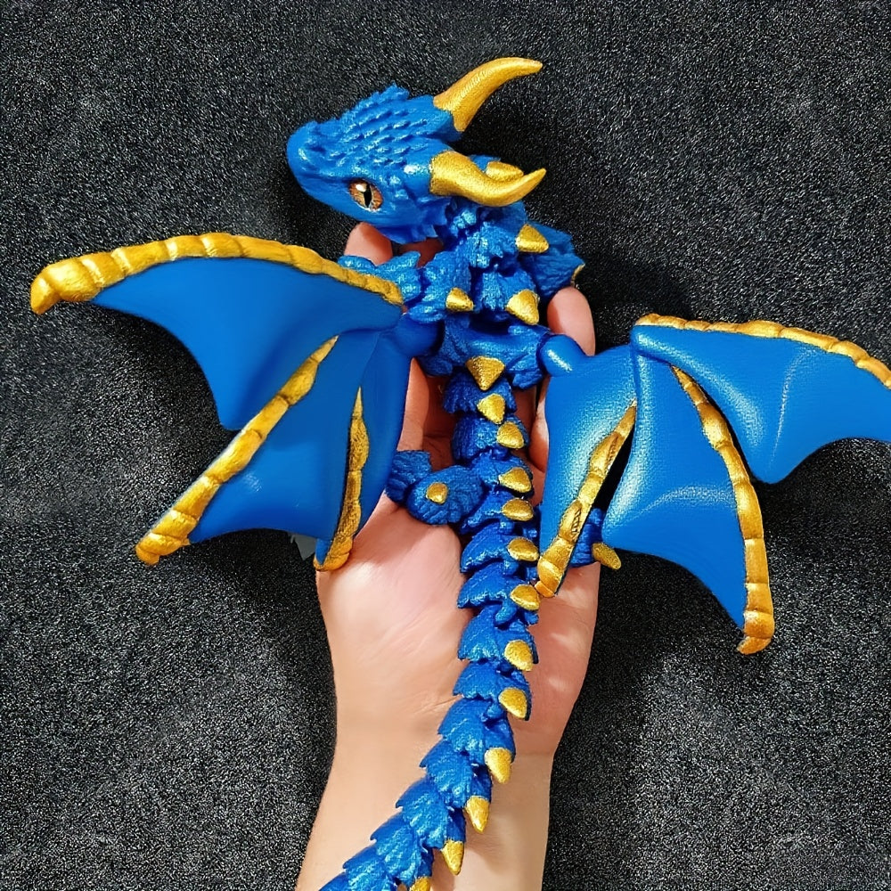 3d printed dual horned dragon statue flexi wings