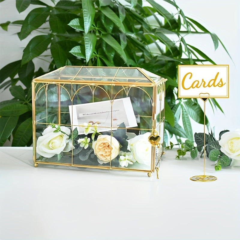 golden glass card box lock slots   inches   25 9cm