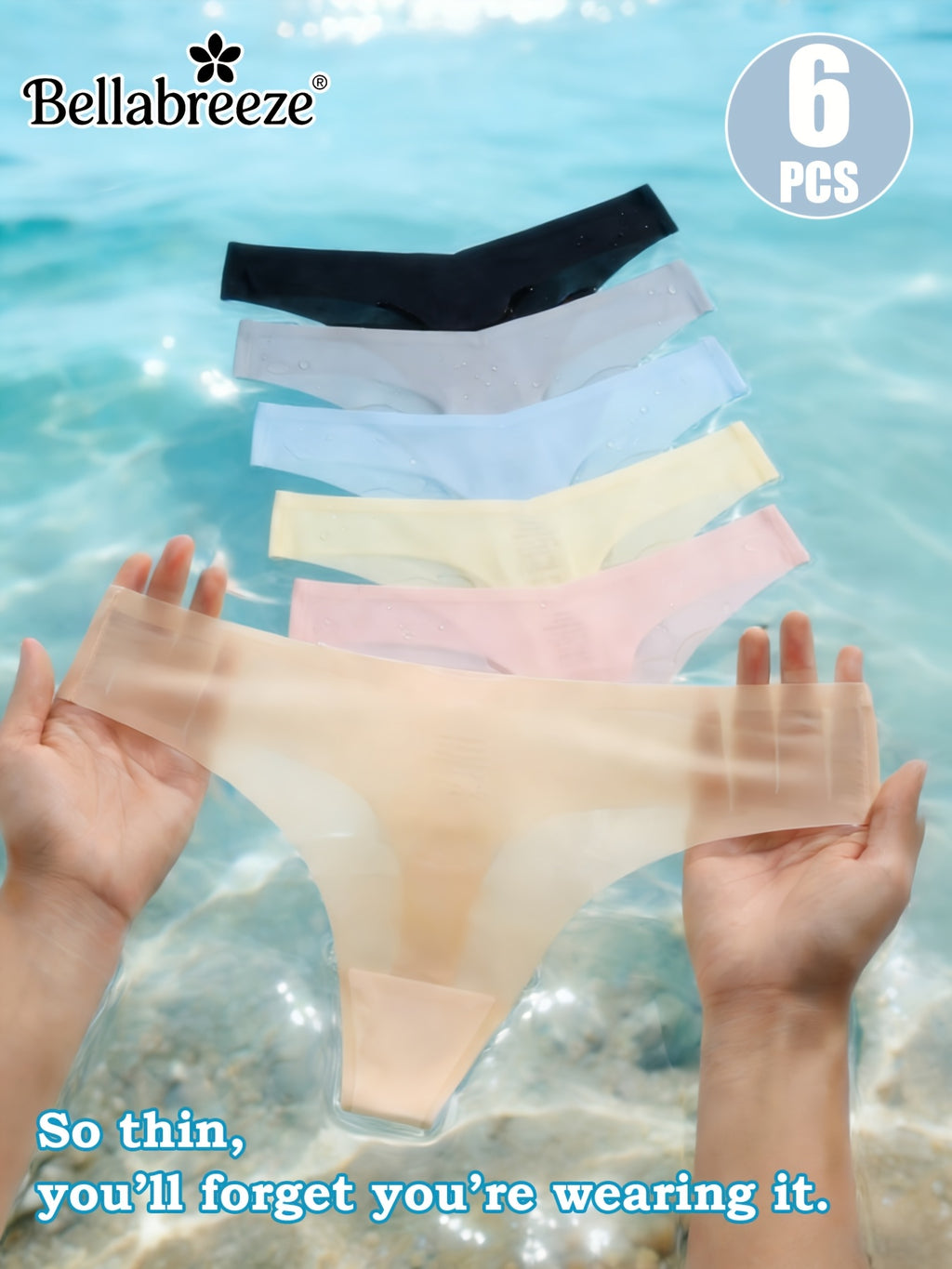 6pcs semi transparent ice womens panties ultra thin