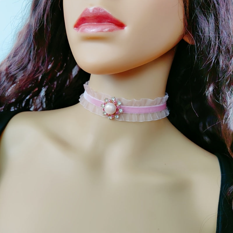 romantic   large rose flower necklaces a wide