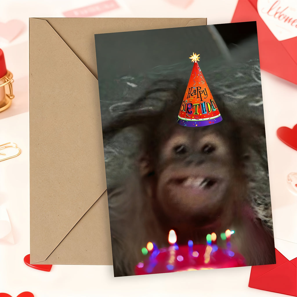 gorilla party hat funny novelty realistic birthday greeting
