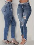womens fashion irregular ripped jeans womens     jeans