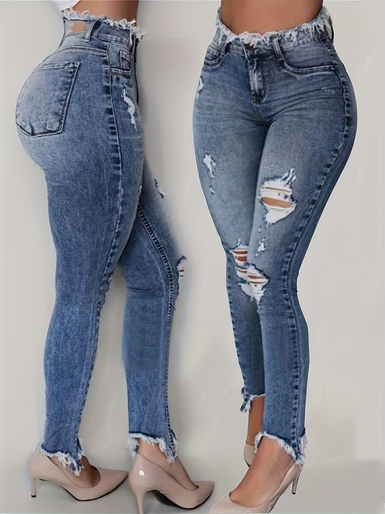 womens fashion irregular ripped jeans womens     jeans