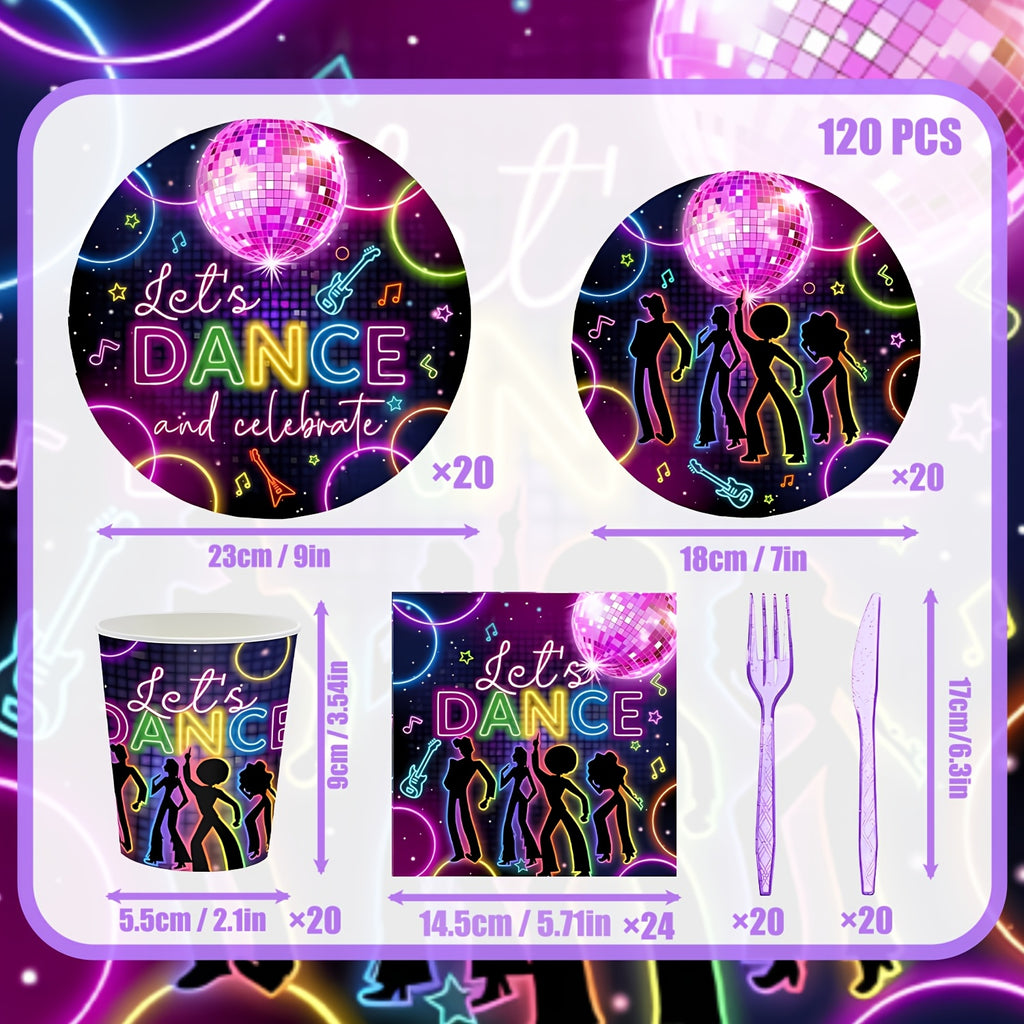 120pcs pcs retro disco party tableware set suitable 20