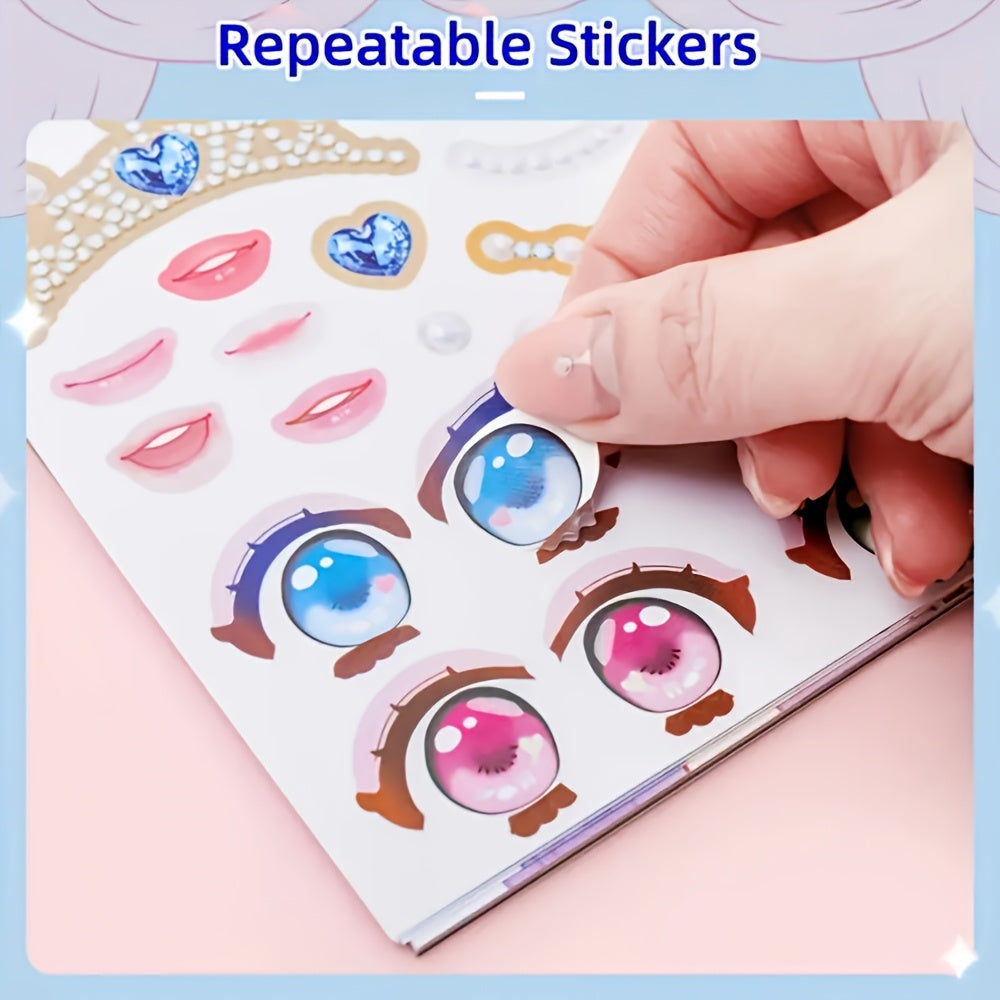 diy face sticker   doll design dress game set