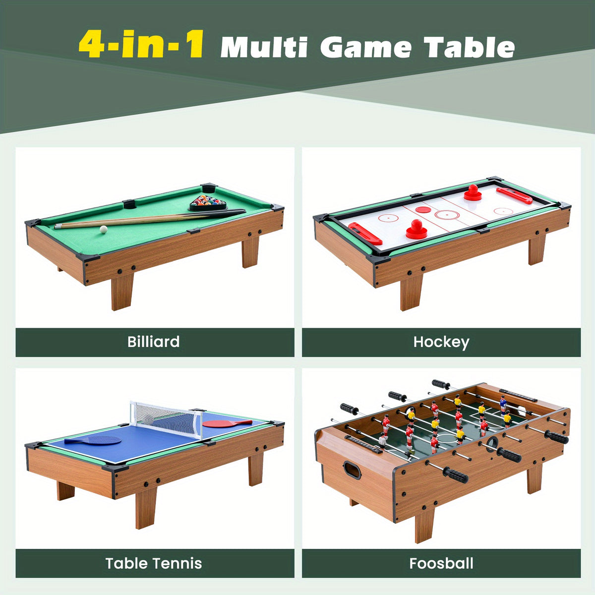 4 in 1 combo game table set wooden billiards