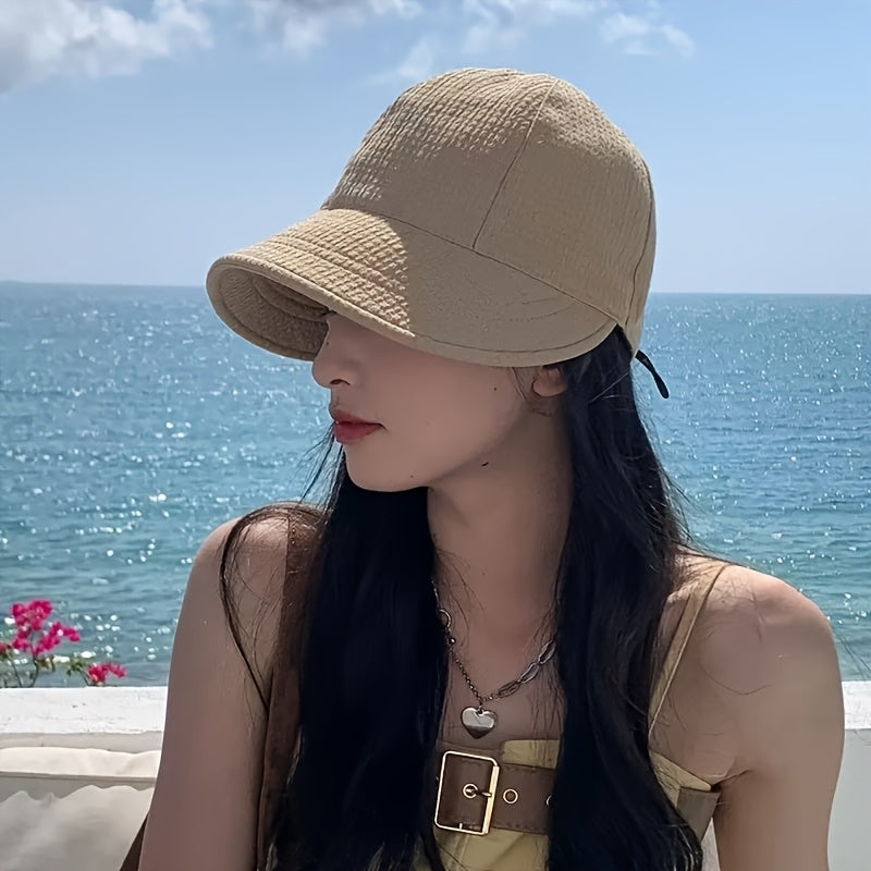 womens waffle bucket hat sun hat adjustable versatile peaked