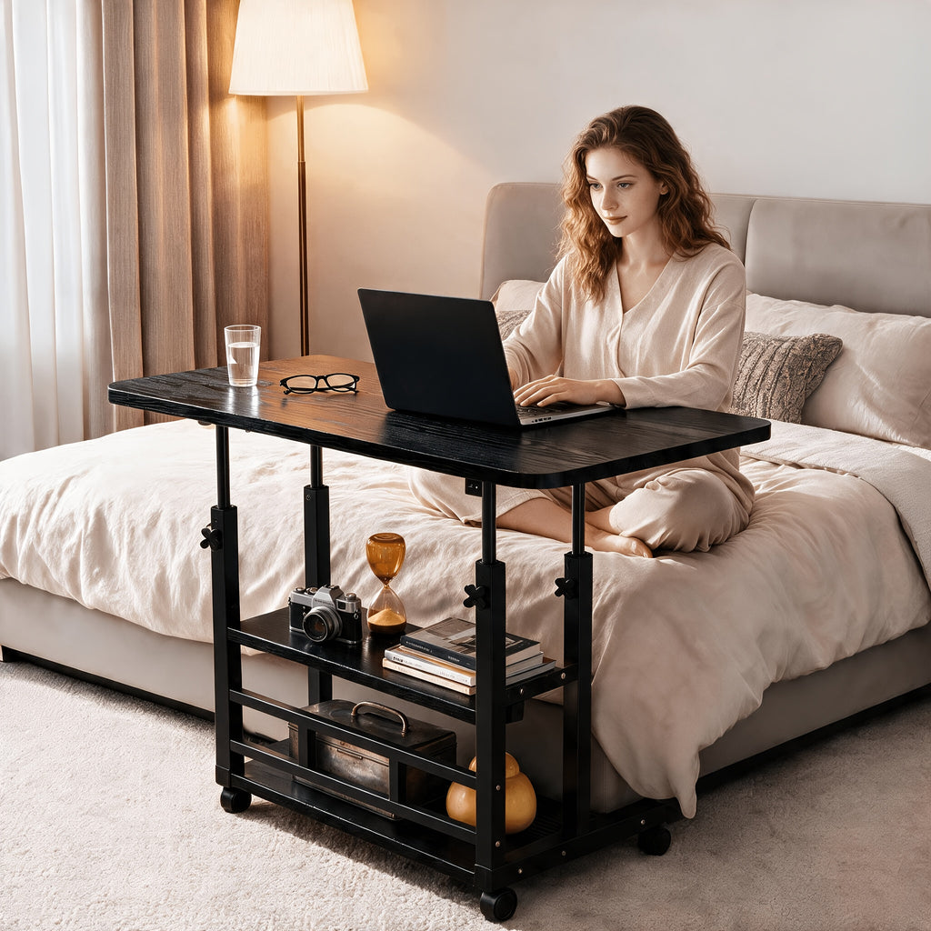 movable height adjustable bedside computer desk adjustable