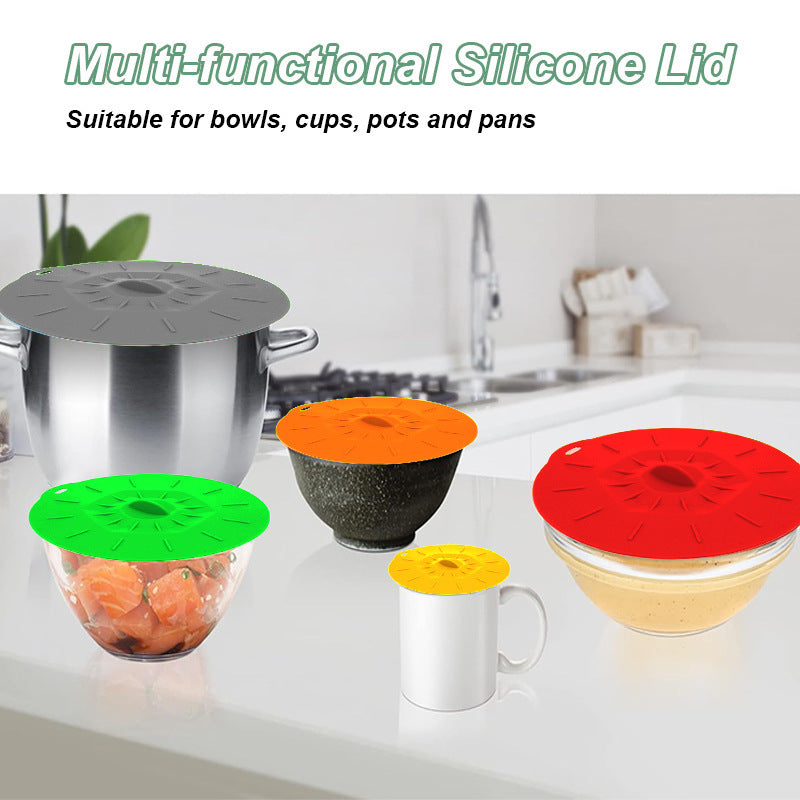 5pcs silicone bowl cover set heat resistant reusable fresh
