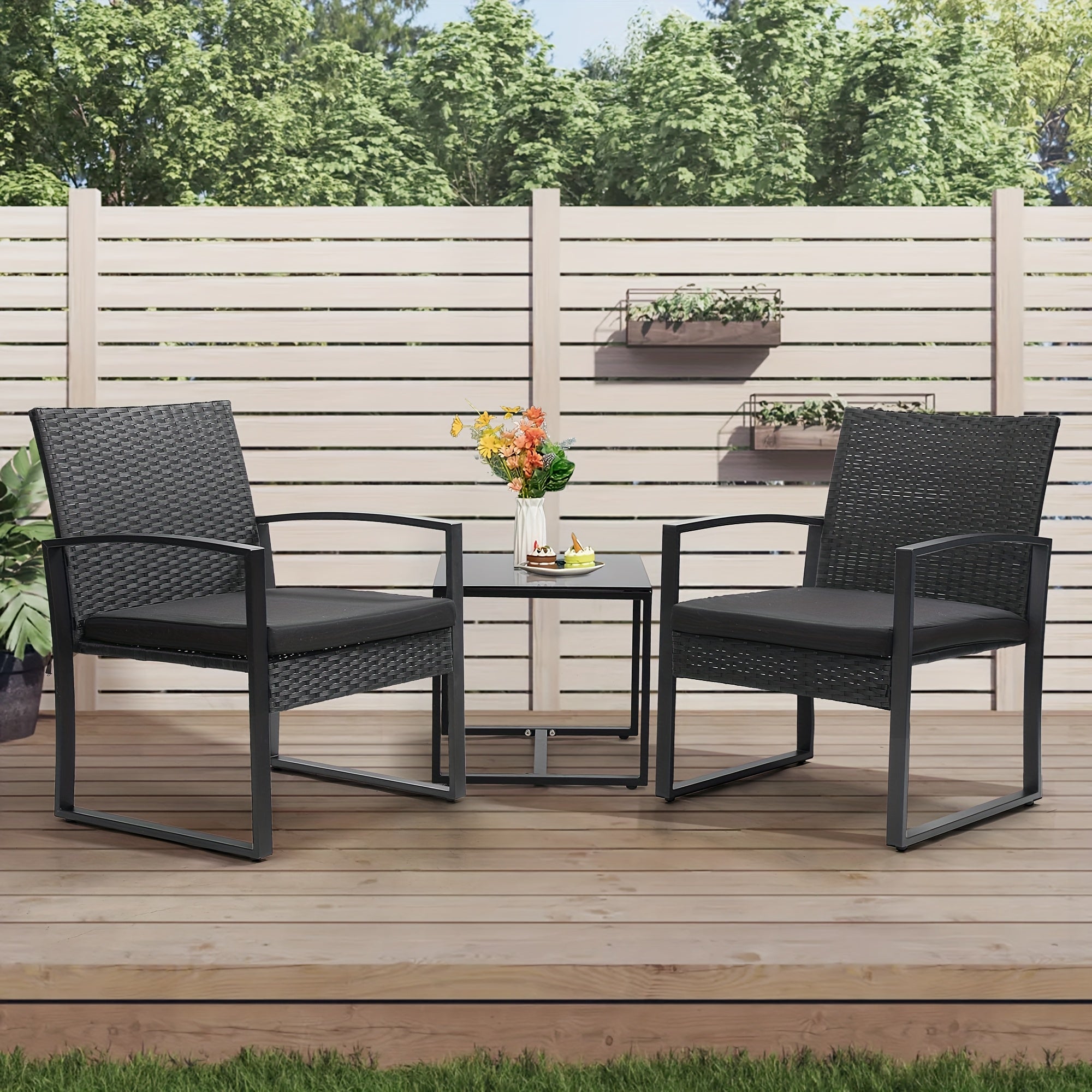 3pcs outdoor seating arrangement made wicker rattan