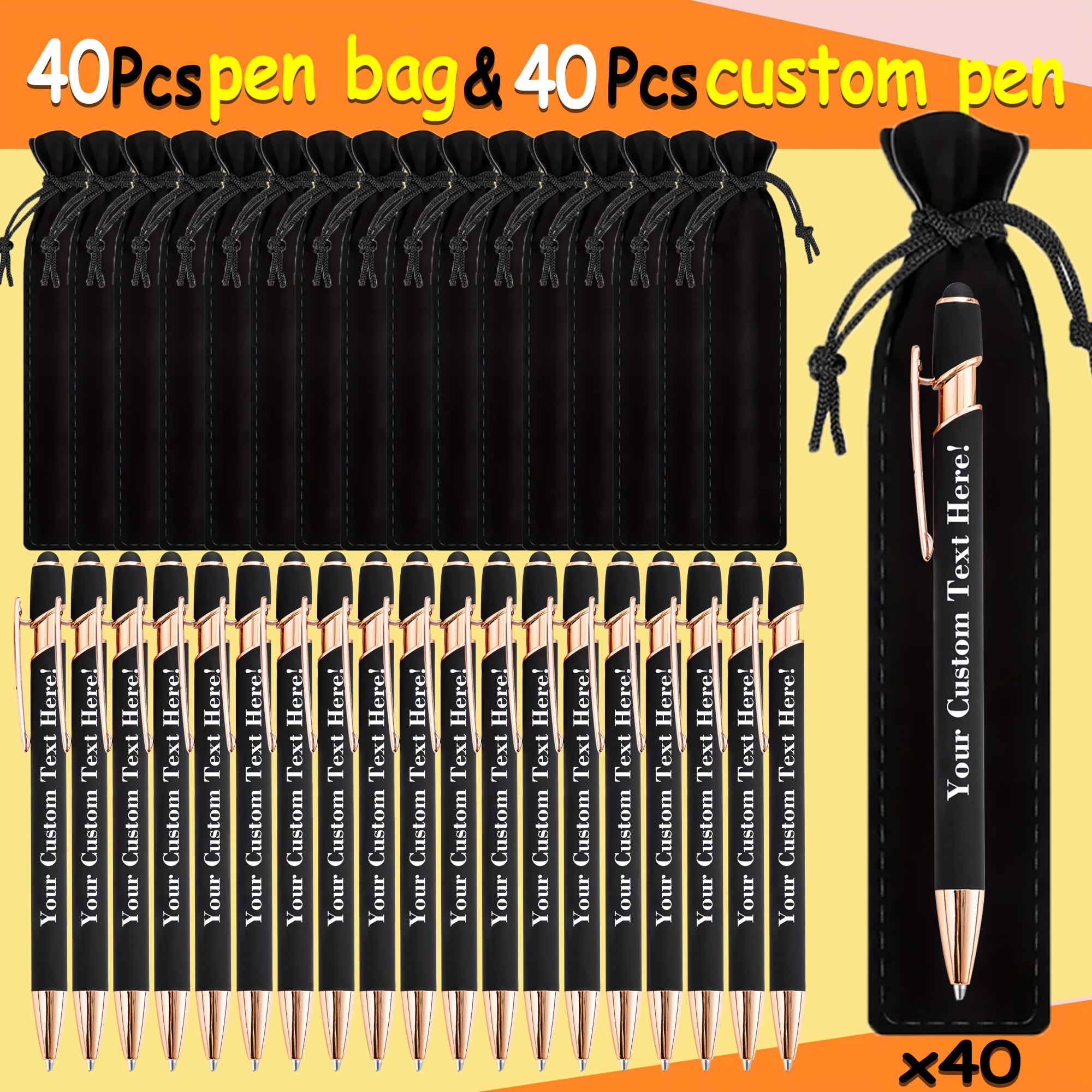 set 80 custom engraved ballpoint pens including a pen case