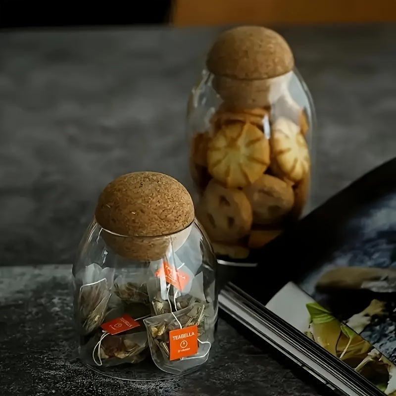 3pcs glass storage container spherical cork stopper 17 oz