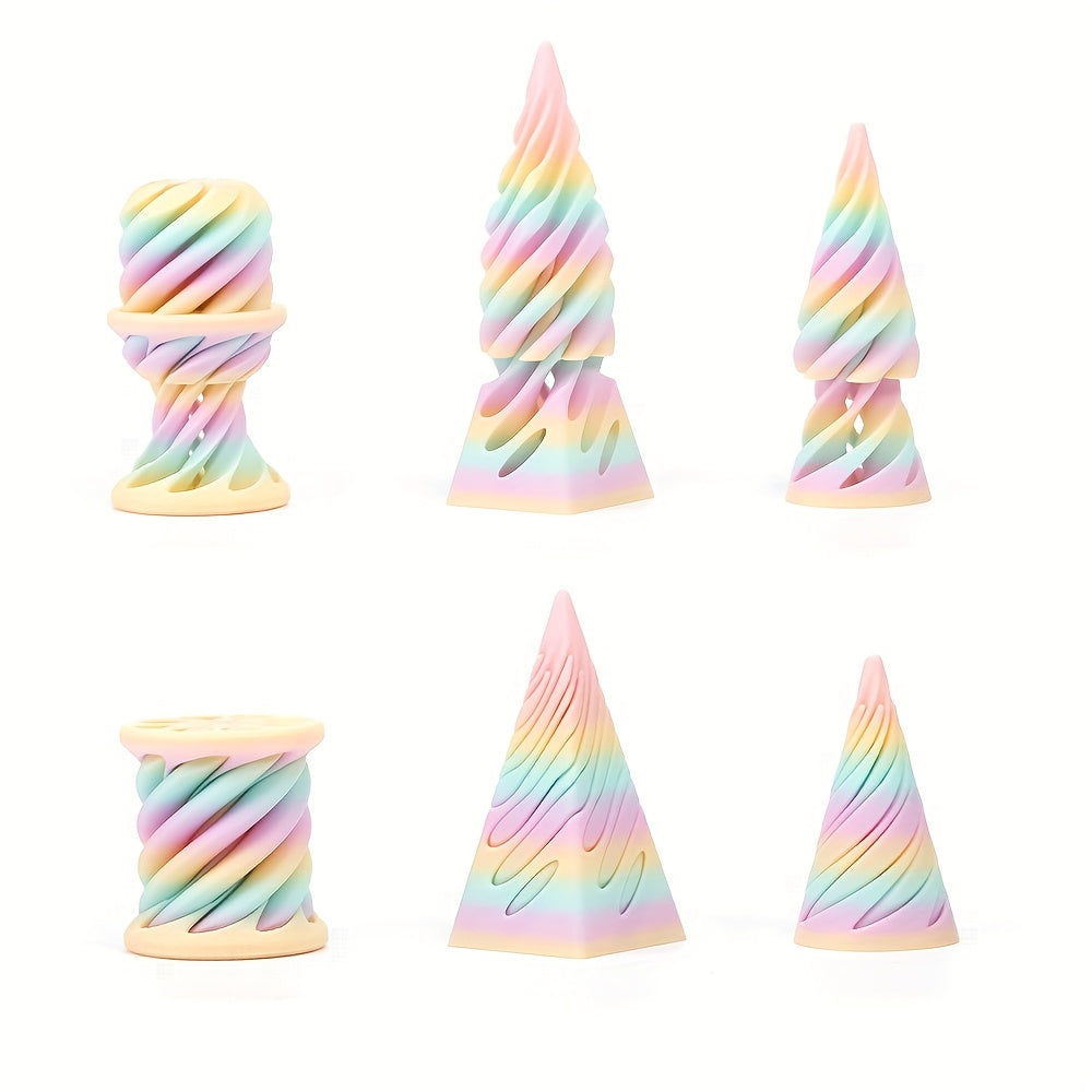 3 piece decorative set spiral pyramid shaped desk ornaments