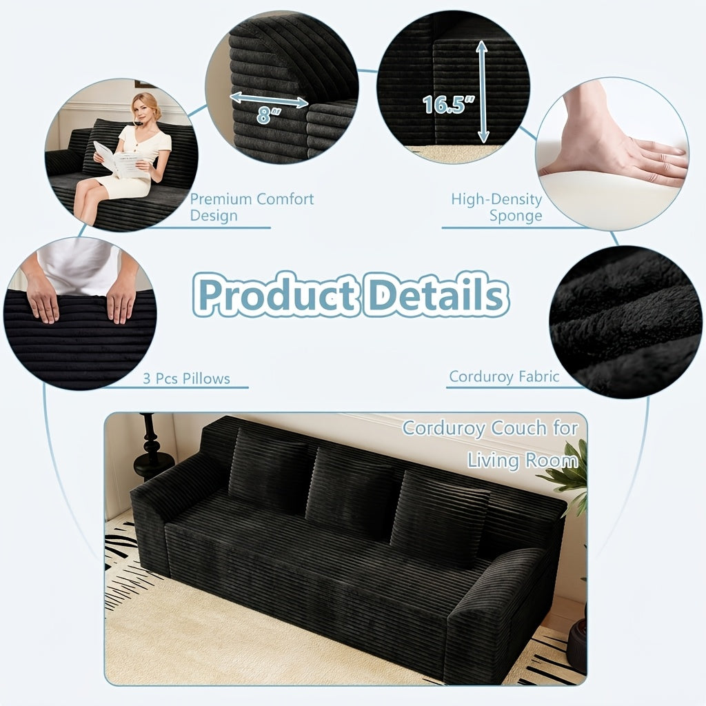71 inch modern   no wooden frame living room sofa