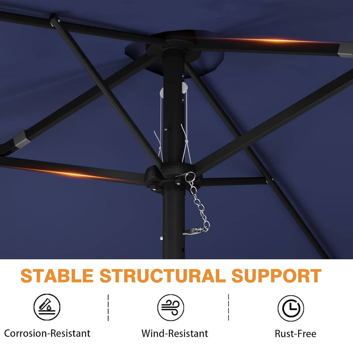 15ft outdoor double sided patio umbrella   solar led