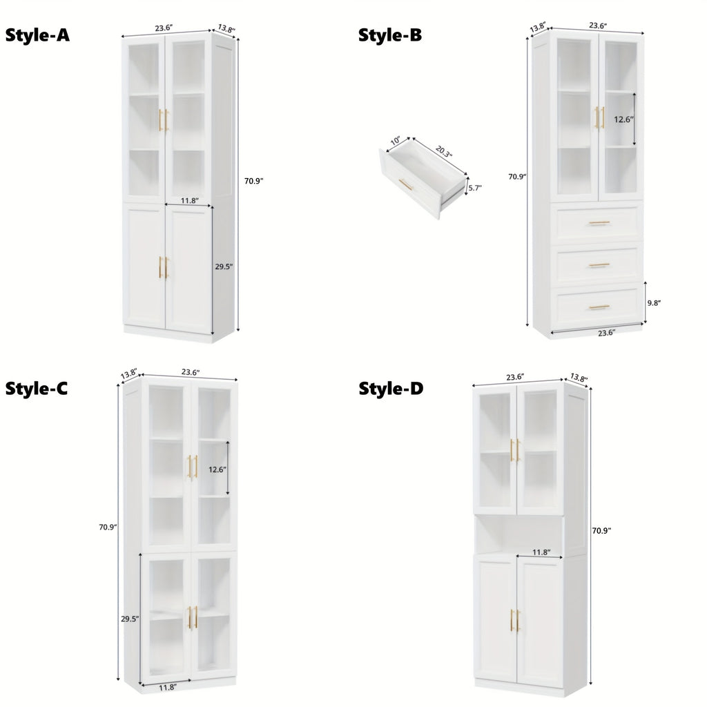 modular bookshelf display cabinet set glass doors drawers 5
