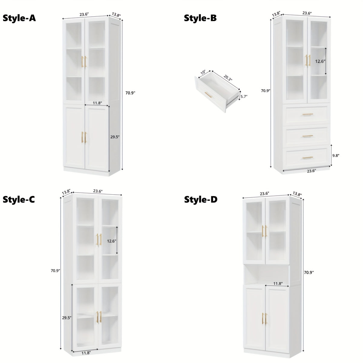 modular bookshelf display cabinet set glass doors drawers 5