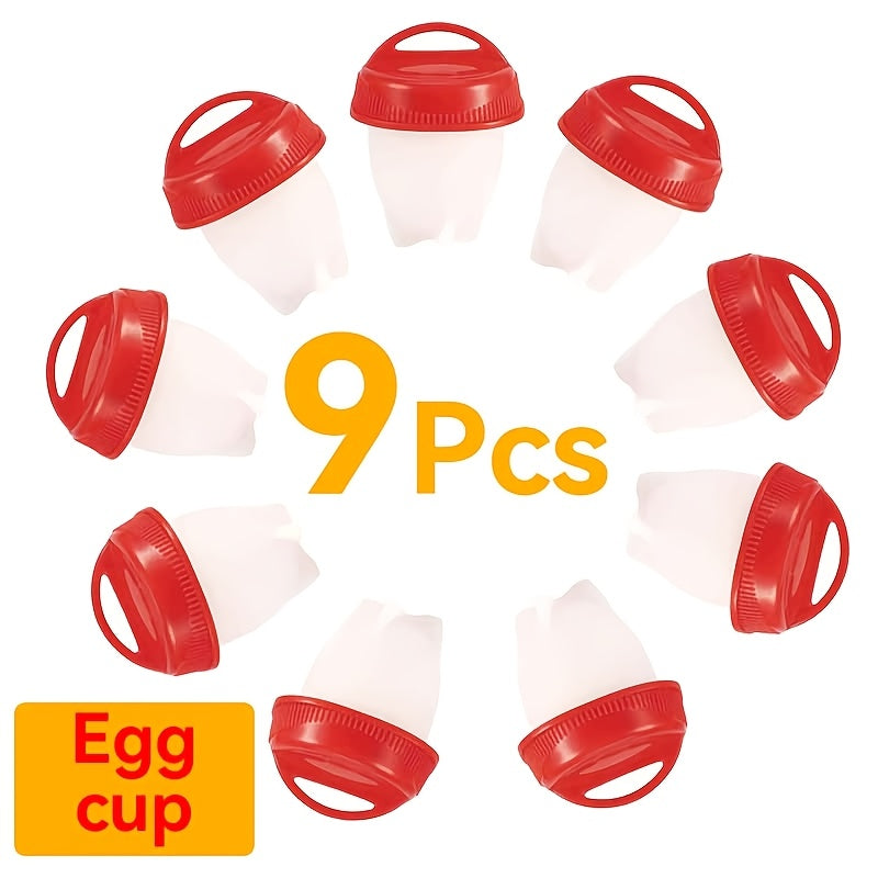9pcs   egg cooker set silicone shell free non stick