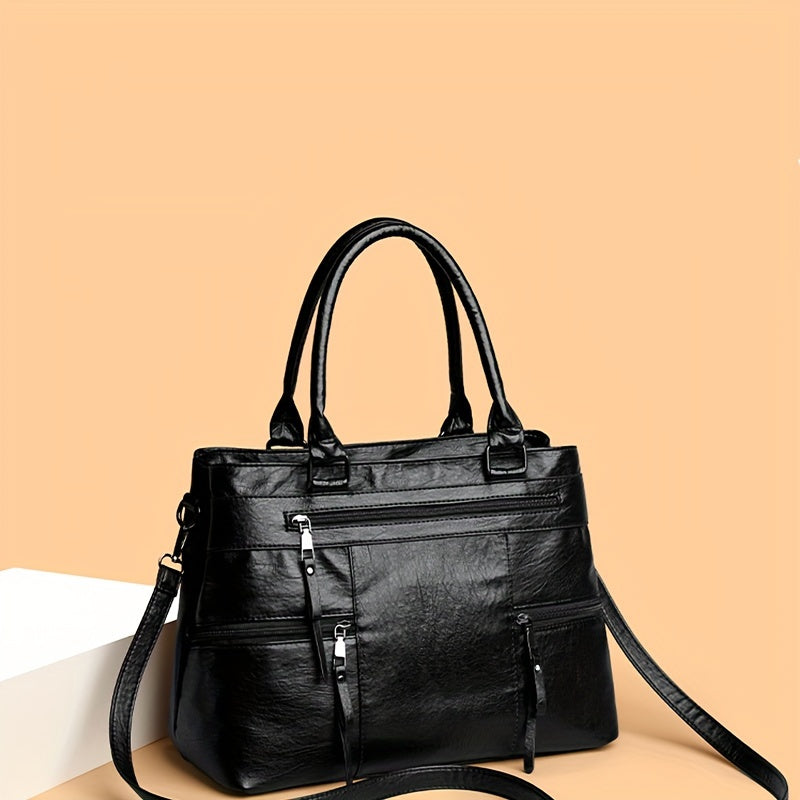 womens shoulder bag fashion solid color handbag multi layer