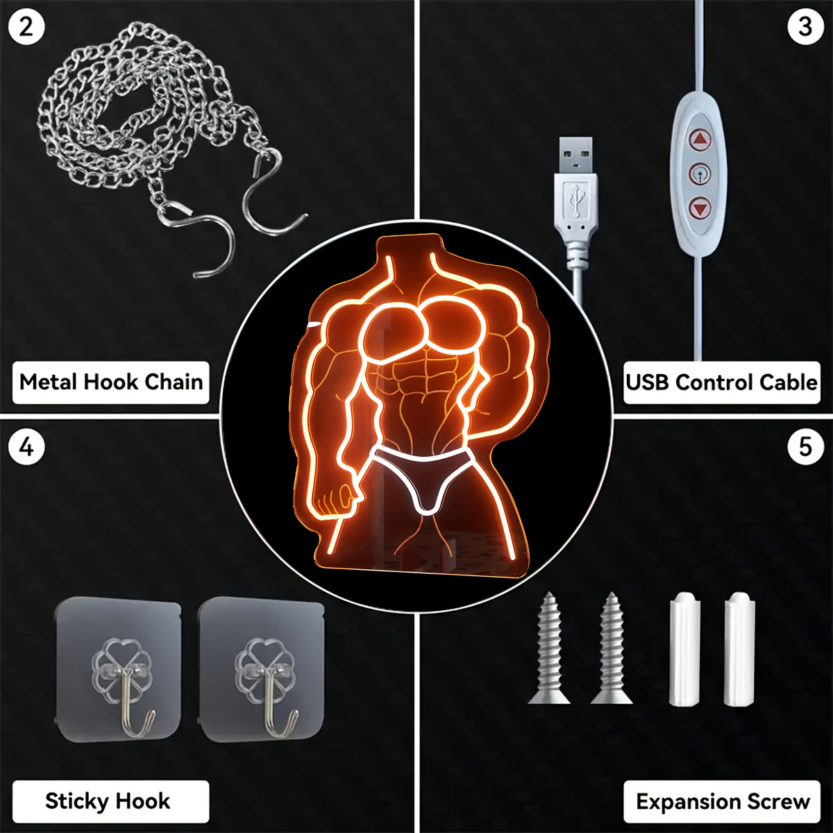 series   muscle men led neon sign