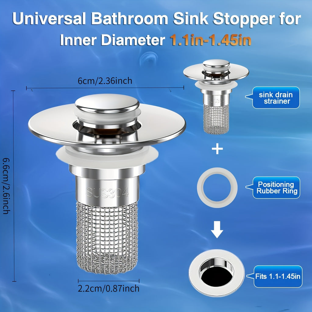 2 pack   drain stopper 304 stainless steel hair catcher