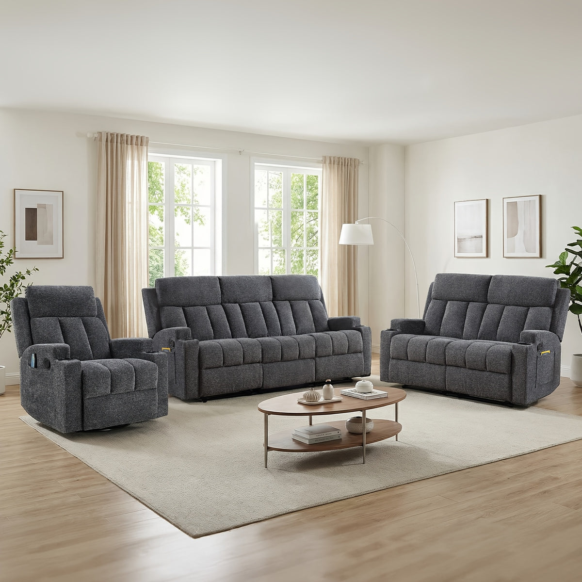 1pc 3pcs manual recliner living room set 1 seater 2 seater 3