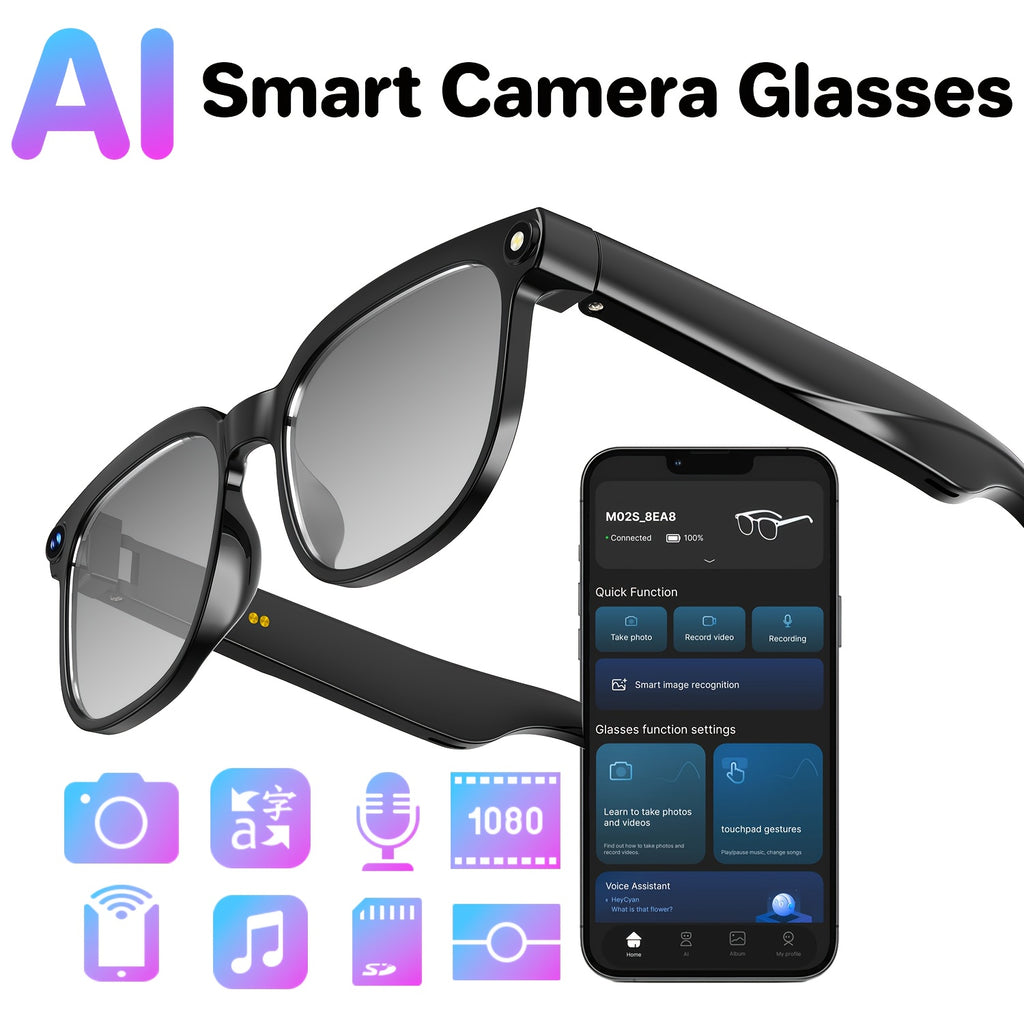 smart   8mp hd video recording glasses audio