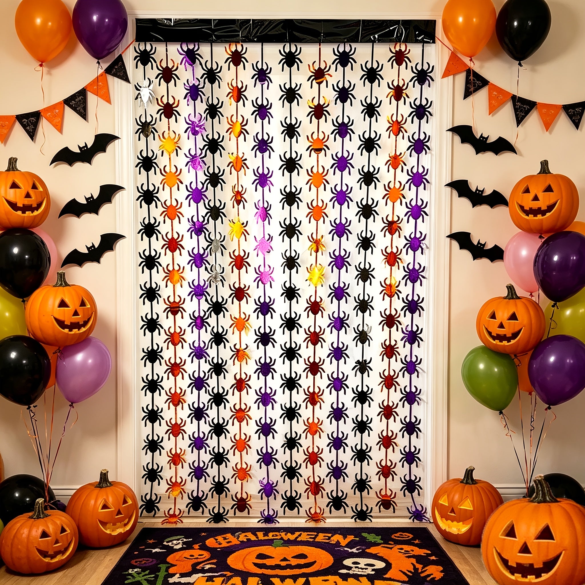 2pcs halloween pumpkin   rain background ribbon 1 2m