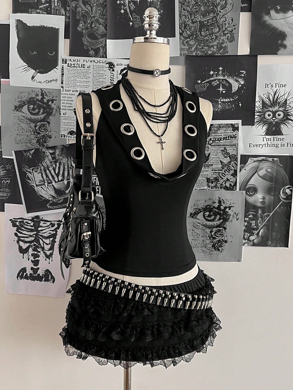 hooded halterneck vest