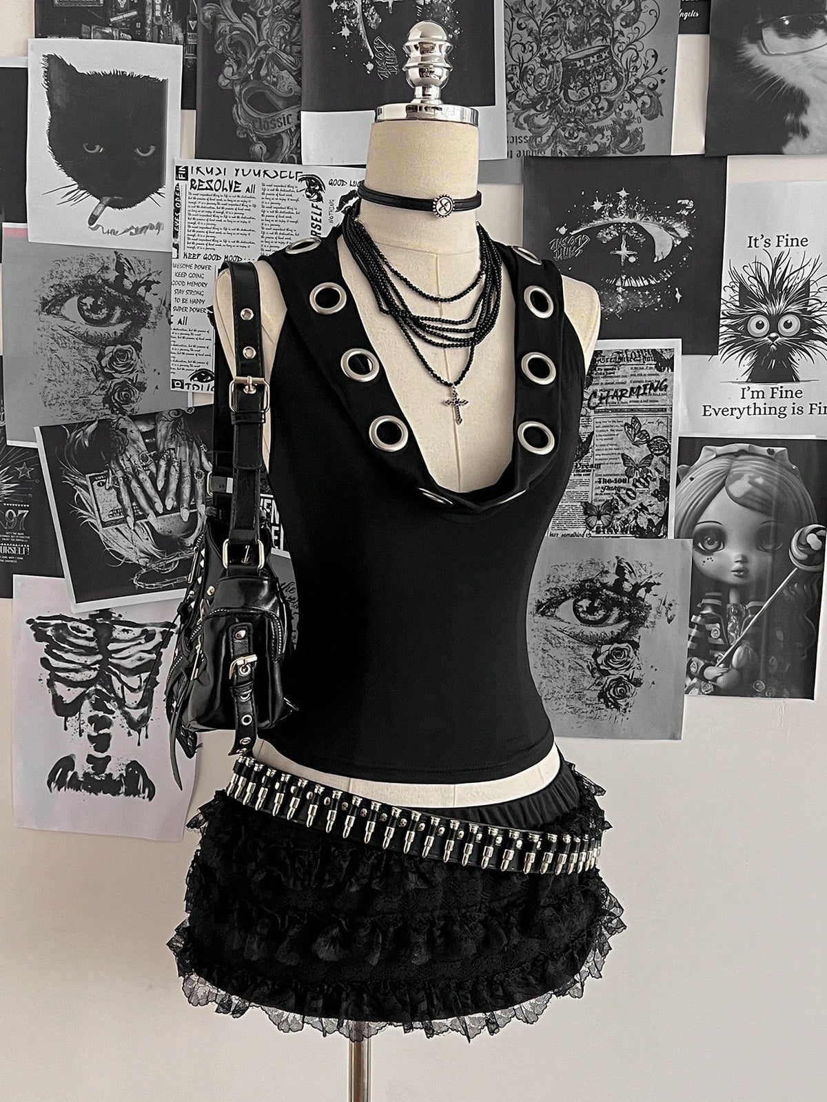 hooded halterneck vest