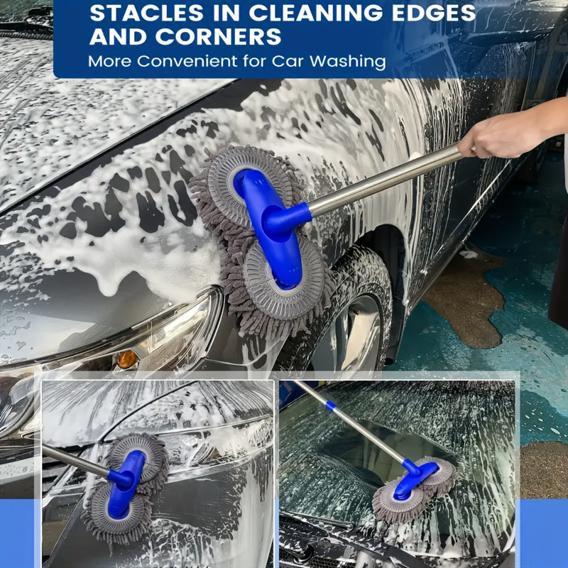 car wash mop retractable long handle double head car wash