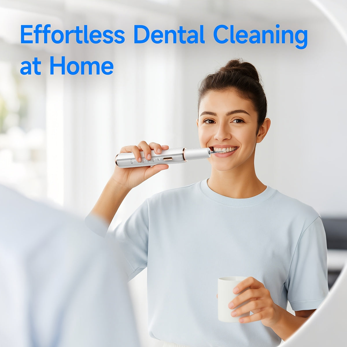 electric teeth cleaner with led light, interdental plaque remover, 5 cleaning   & 2 replacement heads - -   device for s, travel & home use, oral irrigator-like function (no required) | Free Shipping On Items Shipped From Temu | Temu