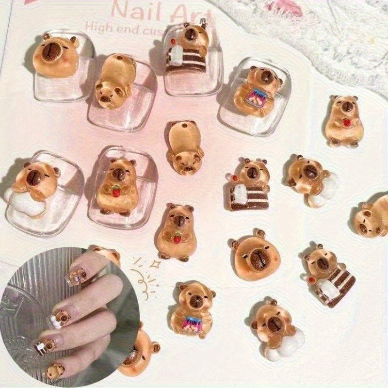 111 mini capybara figurine set nail art decorative additions