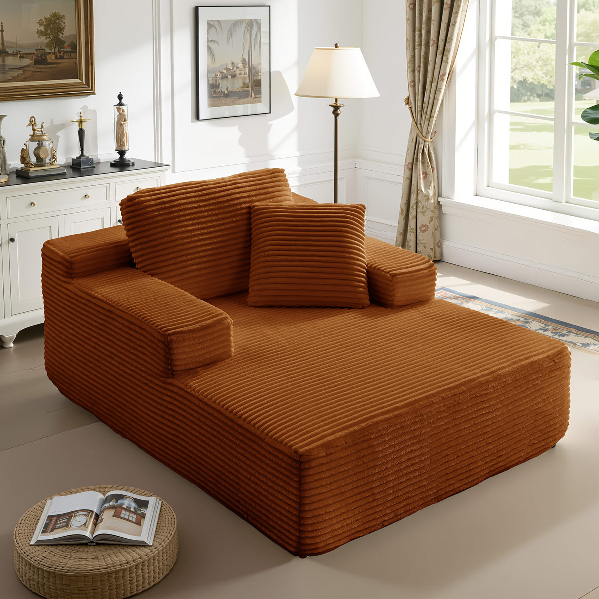 51 inch oversized boneless lounge chaise recliner corduroy