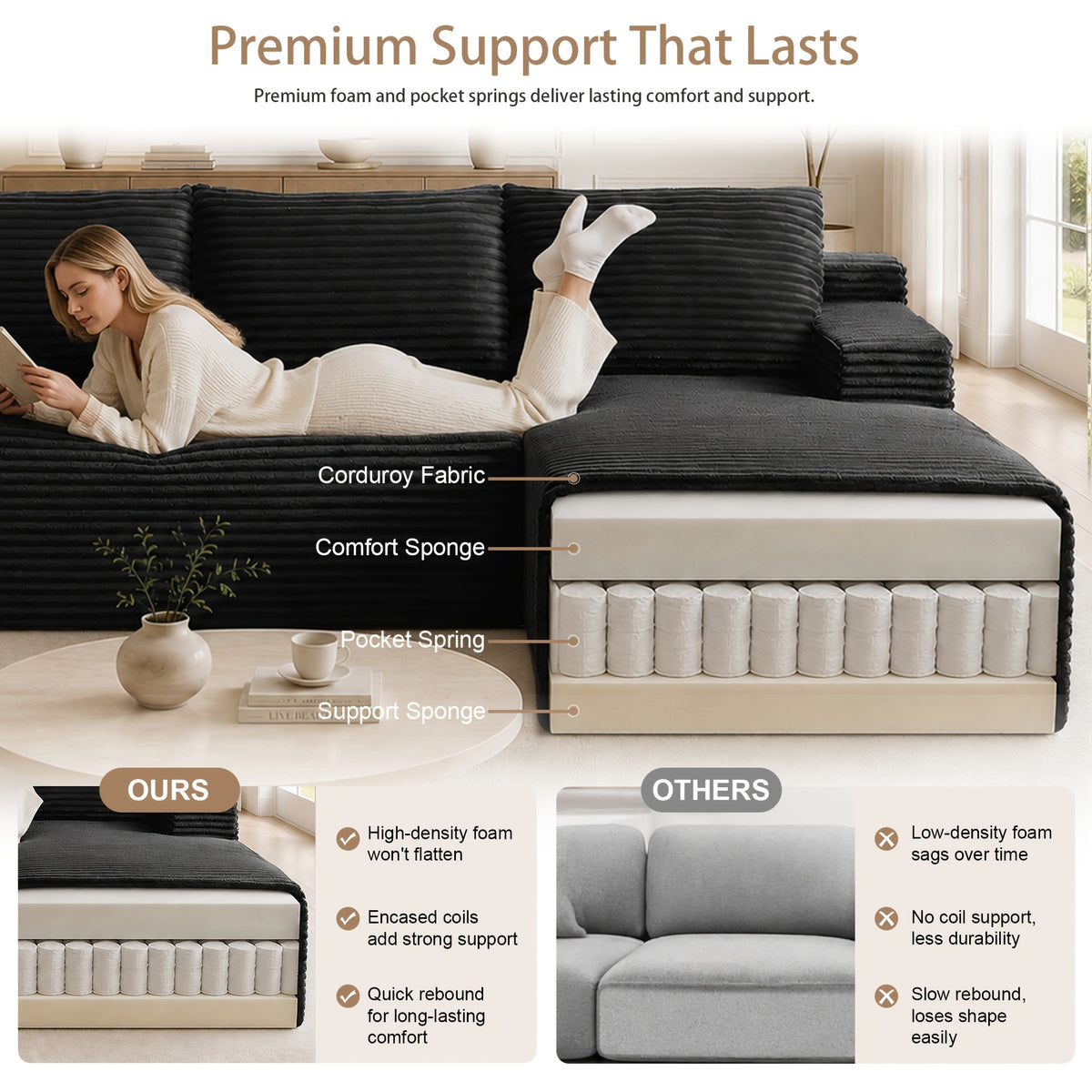 l shaped cloud sofa 3 seater corduroy sectional couch