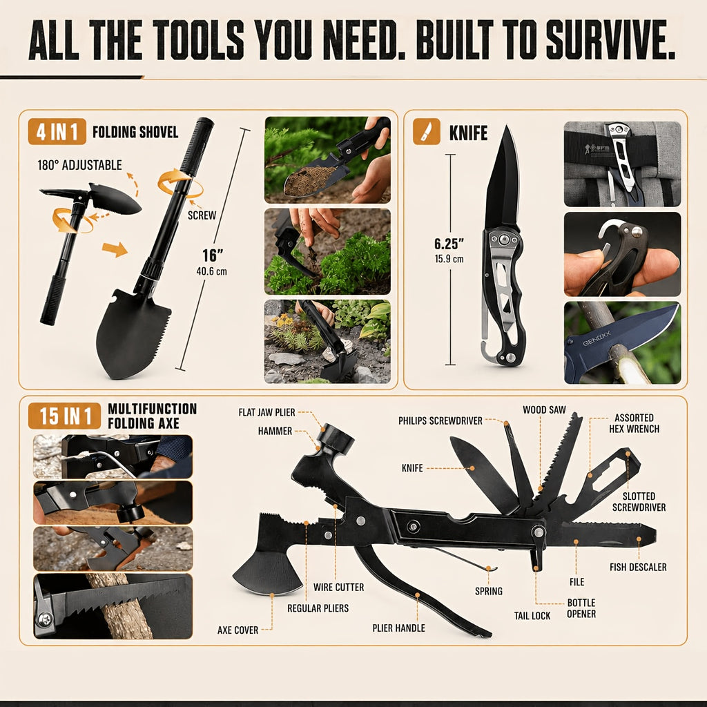 outdoor survival gear kit 249pcs   aid set
