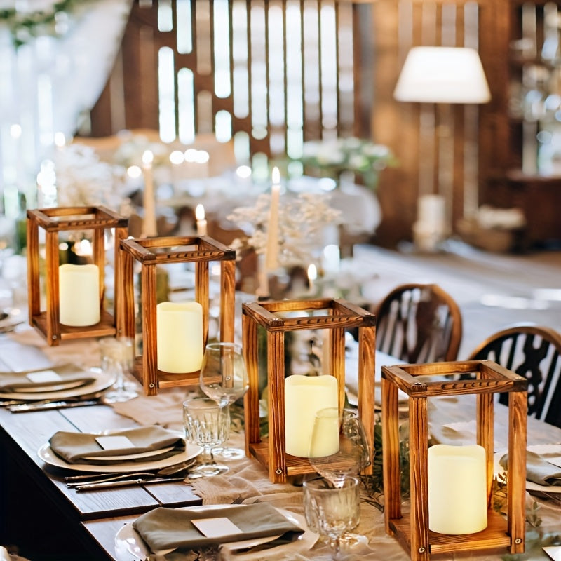 16pcs wooden candle lantern set   8 rustic wedding