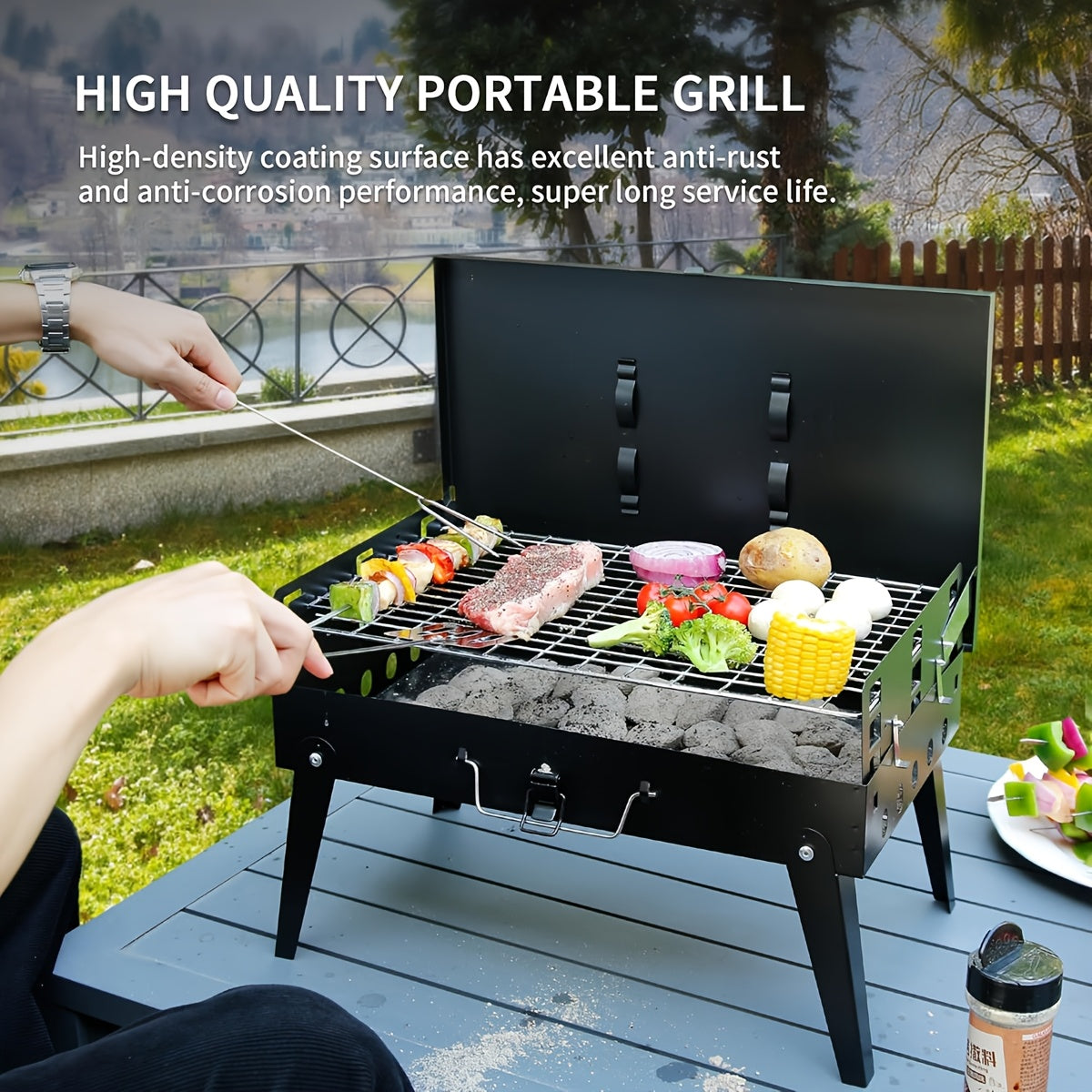 1pc portable charcoal grill heavy duty   structure